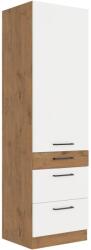 Lempert Niki 30. konyha 60 DKS-210 3S 1F 60x210x57cm fényes fehér/lancelot tölgy