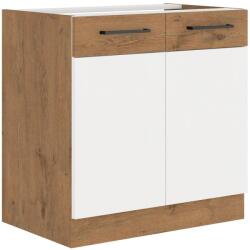 Lempert Niki 30. konyha 80 ZL 2F BB 80x82x52cm fényes fehér/lancelot tölgy (munkalap nélkül)