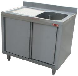 DIAMOND Masa inox DIAMOND L1411S-AS, chiuveta 1rezervor 600x500xh275, dulap cu 2 usi glisante (L1411S-AS)