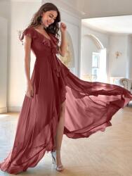 Shein Rózsaszín Aszimmetrikus Chiffon Koktél Ruha Fodros Shein 34