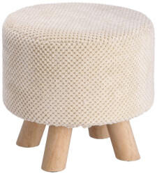 AdTrend Taburet catifea crem lemn natur 28, 5 x 27, 5 cm (100542A)