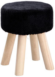 AdTrend Taburet catifea neagra lemn natur 28, 5 x 34, 5 cm (100543C)