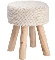 AdTrend Taburet catifea crem lemn natur 28, 5 x 34, 5 cm (100543A)