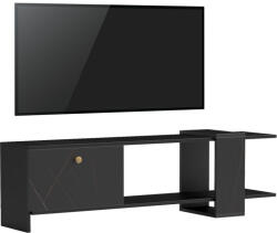 FDY Comoda TV Standira, nuanta negru-marmura neagra, 120 x 25 x 36.8 cm