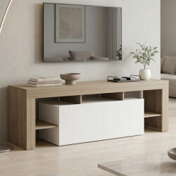 FDY Comoda TV Linora, culoare sonoma-alb, 150 x 40 x 50 cm