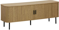 FDY Comoda TV Scandira din MDF, culoare naturala, cu picioare metalice negre, 150 x 45 x 57.5 cm