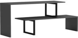 FDY Comoda TV Lilara din melamina, culoare gri, cu picioare metalice negre, 160 x 30 x 45 cm