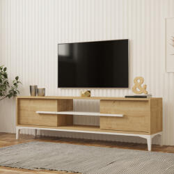 FDY Comoda TV Eslora, culoare natural-alb, 160 x 34.6 x 45 cm