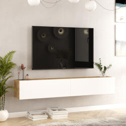 FDY Comoda TV suspendata Delora, culoare alb-stejar, 180 x 31.6 x 29.6 cm