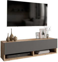 FDY Comoda TV suspendata Rosca, cu raft, culoare antracit-stejar, 100 x 31.5 x 29 cm