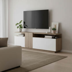 FDY Comoda TV Vendora, culoare sonoma-alb, 150 x 29.5 x 46.3 cm