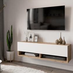 FDY Comoda TV suspendata Rosca, culoare alb-stejar, 100 x 31.5 x 29.5 cm
