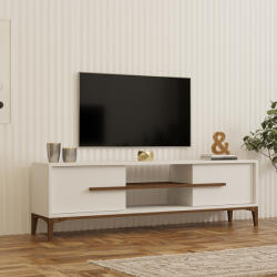 FDY Comoda TV Eslora, culoare alb-nuc, 160 x 34.6 x 45 cm