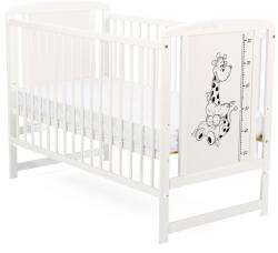BabyNeeds Patut din lemn bebe, 120x60 cm, Din lemn de pin si mdf, Stabil si rezistent, Inaltime saltea reglabila pe 3 nivele, Laterala cu 3 bete detasabile, EN716-1, EN716-2, Alb, Babyneeds, Timmi Girafa (BOTIM
