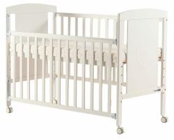 FreeON Patut din lemn bebe, 120x60 cm, Cu laterala culisanta, Din pin si mdf, Cu roti, Sina dentitie, Stabil si rezistent, White, FreeON, Mia (49171)