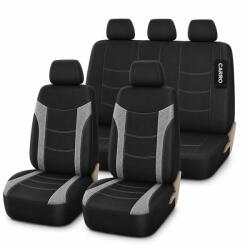 Carro 395375 Set De Huse Scaune Auto Toyota C-hr Gt Avensis Corolla Prius Yaris Aygo Auris Rav4 Proace Highlander Material Bumbac Piele Set Față Spate 11 Piese Negru Gri (395375)