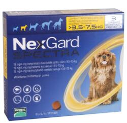 Merial NexGard Spectra S (3.5 - 7.5 kg) - 3 tablete - Protecție Sistemică de Elită