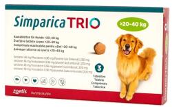 Zoetis Simparica Trio L Câini 20-40 kg, 1 Comprimat Masticabil - Protecție 3în1: Purici, Căpușe și Viermi