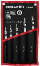 PROLINE Set chei Torx cu articulație PROLINE HD, 5 piese, oțel crom-vanadium (36105) Cheie torx