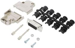 Amphenol Conector D-Sub 15P Mamă Unghi 45° (L17D45PK-M-15+L77DA15SST)