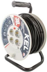 kel Prelungitor alimentare 3x1, 5mm2 KEL cu 4 prize bobinat PVC negru (W-98878)