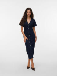 VERO MODA Rochii De Vară Pentru Femei Maxi Rochie-Cămașă Denim Albastru Închis Denim 10345708 (10345708)