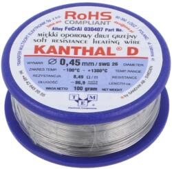 KANTHAL Fir rezistență KANTHAL FeCrAl 0, 45mm 8, 49/m 86, 9m 1300°C (030407 100G)