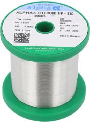 ALPHA Sârmă de lipit fără plumb 0, 5mm 250g (SAC305 TELECORE HF-850/122 0,5MM 250G)