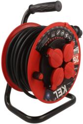 kel Prelungitor alimentare KEL 3x1, 5mm2 bobinat cu 4 prize, gumă negru (W-97381)