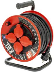 kel Prelungitor alimentare KEL 3x1, 5mm2 bobinat cu 4 prize gumă negru (W-97301)