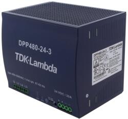 TDK-LAMBDA Alimentator pulsatoriu pentru şină DIN 480W 24VDC 20A - 90% eficiență (DPP480-24-3)