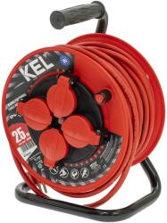 kel Prelungitor alimentare 3x1, 5mm2 KEL, 4 prize, bobinat, roșu (W-98692)