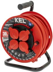 kel Prelungitor alimentare 3x1, 5mm2 bobinat cu 4 prize KEL, roșu (W-98693)