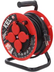 kel Prelungitor alimentare KEL 3x2, 5mm2 bobinat cu 4 prize, gumă neagră (W-98043)
