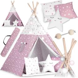 Nukido Cort tipi pentru copii Nukido cu lumină - roz cu steluțe (J-740023)