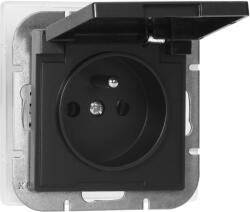 ORNO Priză simplă încastrată 2P+E rezistentă la intemperii cu capac Pearl, 16A, 250V, PT-16PH, negru (O-OR-OE-7705_BB)