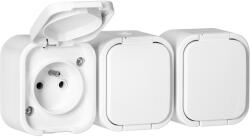 ORNO Priză triplă supraplată 3x2P+E, rezistentă la stropire cu capac B2, IP54, NT-316 B2, albă (O-OR-OE-7809_W)