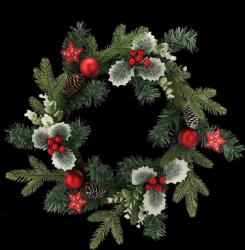 CHOMIK Coroana de Crăciun 40 cm Roșie cu Ilex *2484 (CH-ANT2484)
