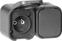 ORNO Priză dublă aplicată 2x2P+E, rezistentă la stropire cu capac B2, IP54, NT-6B2, gri (O-OR-OE-7806_G)