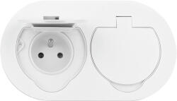 ORNO Priză dublă ermetică, montare la nivel, ovală, IP55, 2x2P+E(Franțuzească), albă (O-OR-GM-9046_W)