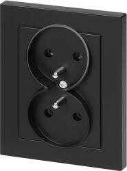 ORNO Priză dublă aplicată 2x2P+E Malta 16A, 250V, PT-6M, negru mat (O-FMS-106_B)