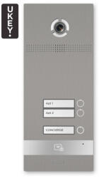 BAS-IP BI-02FB SILVER - Panou de interfon IP, 2 utilizatori, UKEY, SIP 2.0 - BasIP (EC-31209)