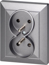 ORNO Priză dublă încastrată 2x2P+E Perlă, 16A, 250V, PT-6 P, antracit (O-OR-OE-7706_K_A)