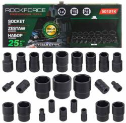 Rock FORCE Set de chei cu tubulare cu impact 1/2" 1/4" 4-32mm 6 colțuri 25 bucăți cu valiză (FS-59045) Cheie tubulara