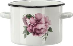 Chomik Oală Emailată 3 L 18 cm Albă Cu Bujori LAURA *9181 (CH-EMA9181)