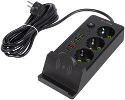 BLOW Prelungitor rețea PS-350U 3-Prize 4xUSB+USB-PD 3m negru 3x1mm (98-237-)