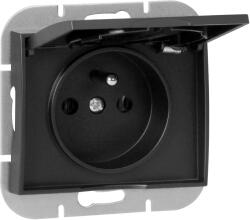 ORNO Priză încastrată simplă 2P+E rezistentă la intemperii cu capac Onyx, 16A, 250V, PT-16OH, negru (O-OR-OE-7505_BB)