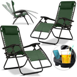 Sofotel Set 2 piese Șezlong pliabil de grădină cu pernă Sofotel ChillWell verde (J-286302-2)