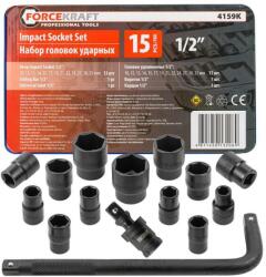 FORCEKRAFT Set de capete de bit cu prindere de 1/2" 10-32mm hexagonale (FS-58404) Cheie tubulara