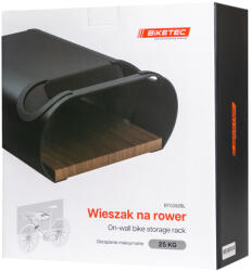  Biketec Fali Kerékpártartó (wall Bike Rack) Fekete Színben, Polccal (bt0082bl)